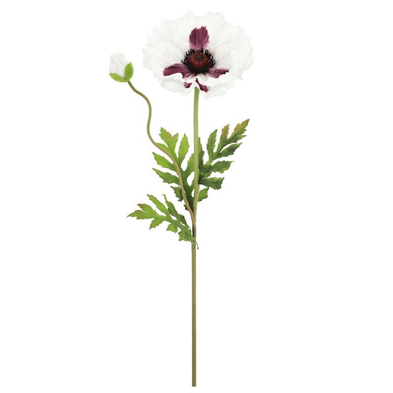 White & Purple Poppy Floral Stem, 28.5" | At Home