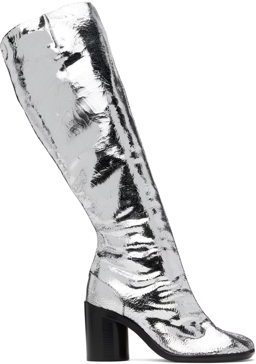 Silver Tabi Broken Mirror Tall Boots | SSENSE