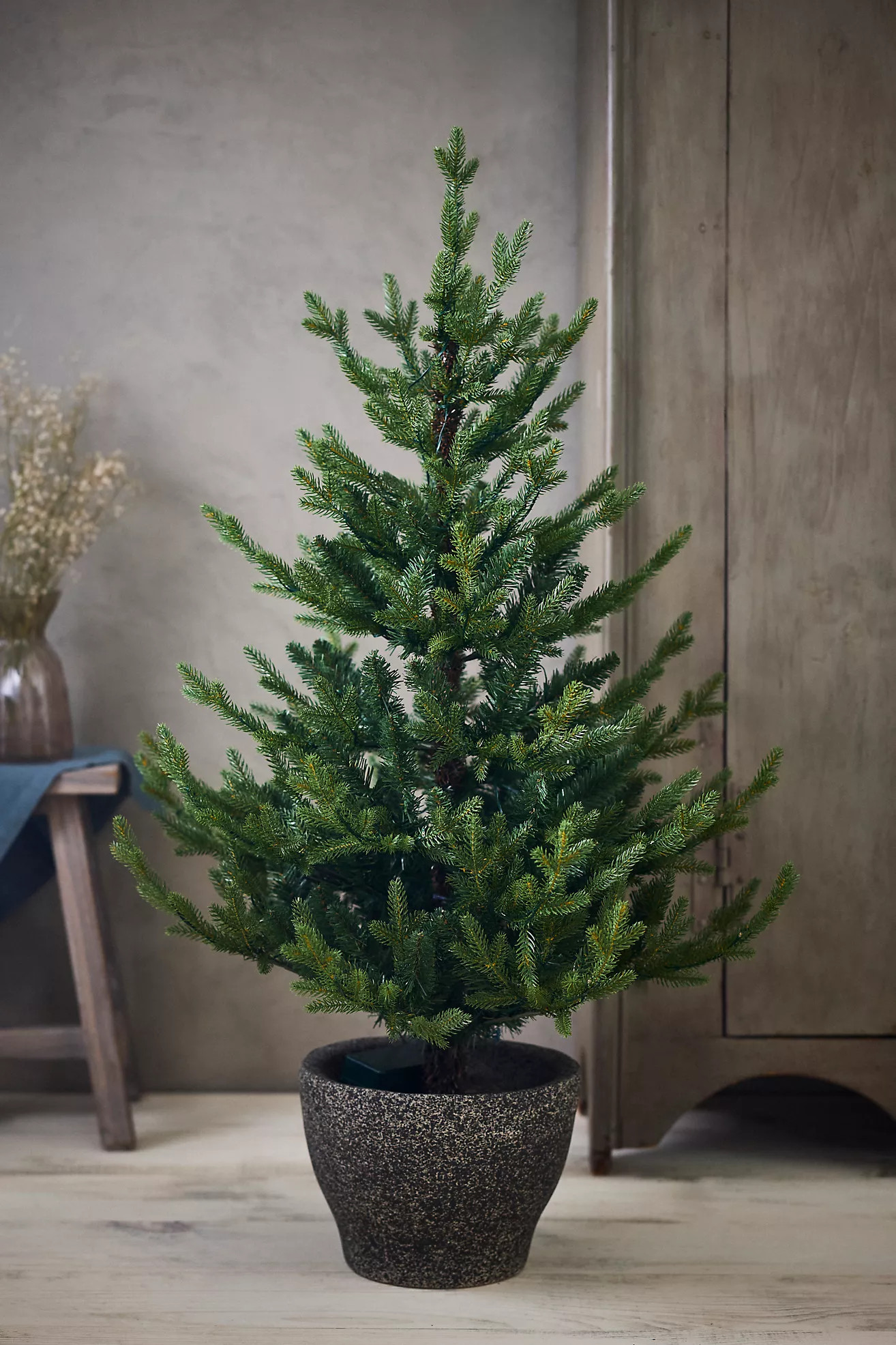 Faux Twinkling Pre-Lit LED Potted Norway Spruce, 4’ | Anthropologie (US)