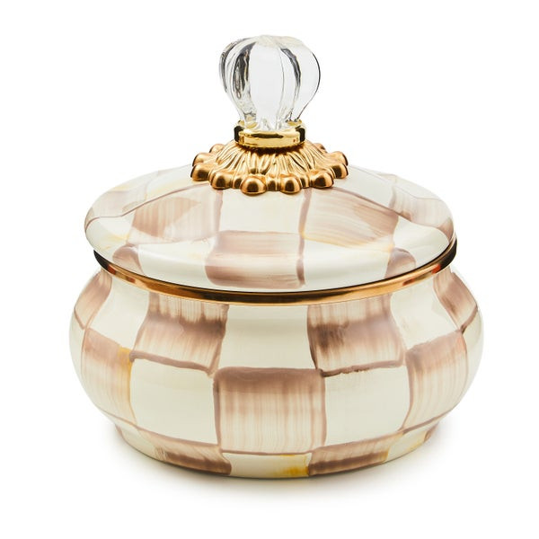 MacKenzie-Childs Mocha Check Squashed Pot | MacKenzie-Childs