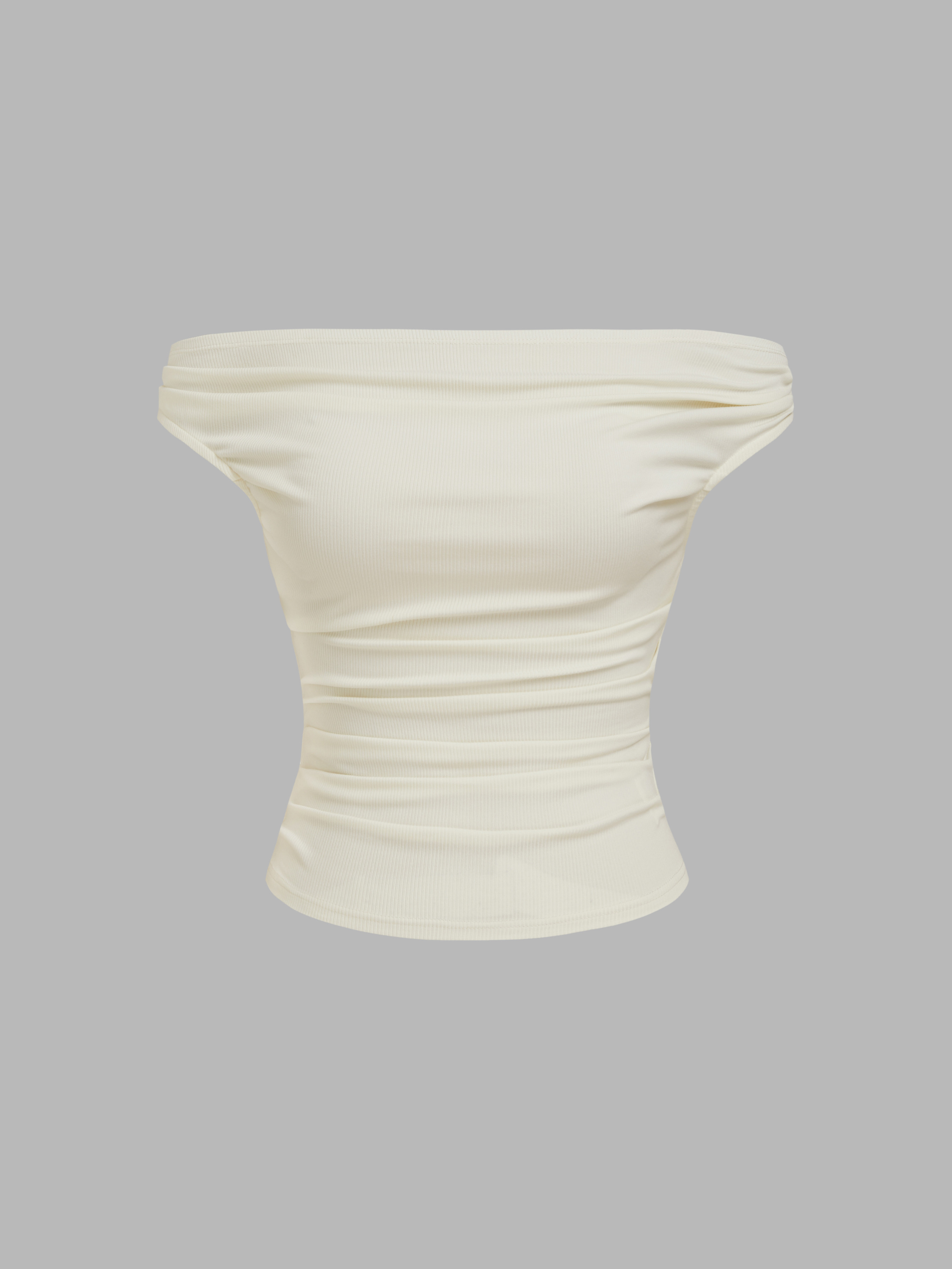Knit Fabric Off-shoulder Ruched Top For Date | Cider