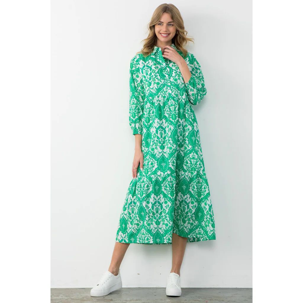 Long Sleeve Print Maxi Dress | SPLASH ON MAIN