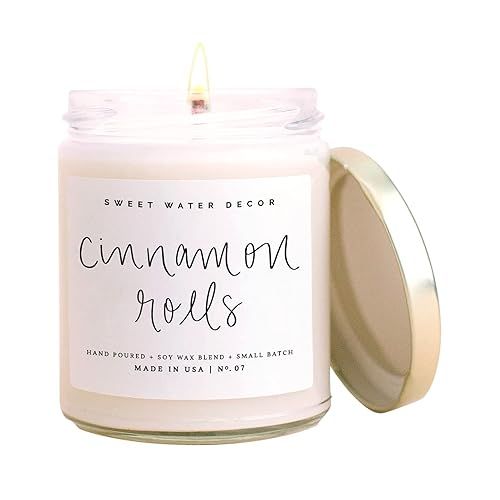 Sweet Water Decor Cinnamon Roll Candle | Cinnamon, Icing, Buttery Pastry Fall Scented Soy Candles... | Amazon (US)