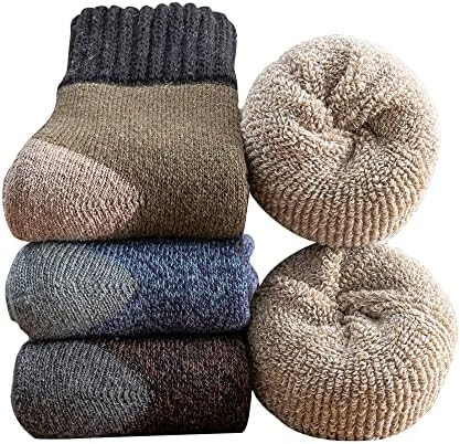 YZKKE 3Pack Mens Super Thick Wool Warm Socks - Soft Comfort Casual Crew Winter Socks | Amazon (US)