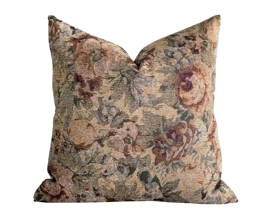 MAGGIE | Designer Floral Tapestry Pillow Cover, Classic Floral Print, Toile Floral Pillow, Tapest... | Etsy (US)