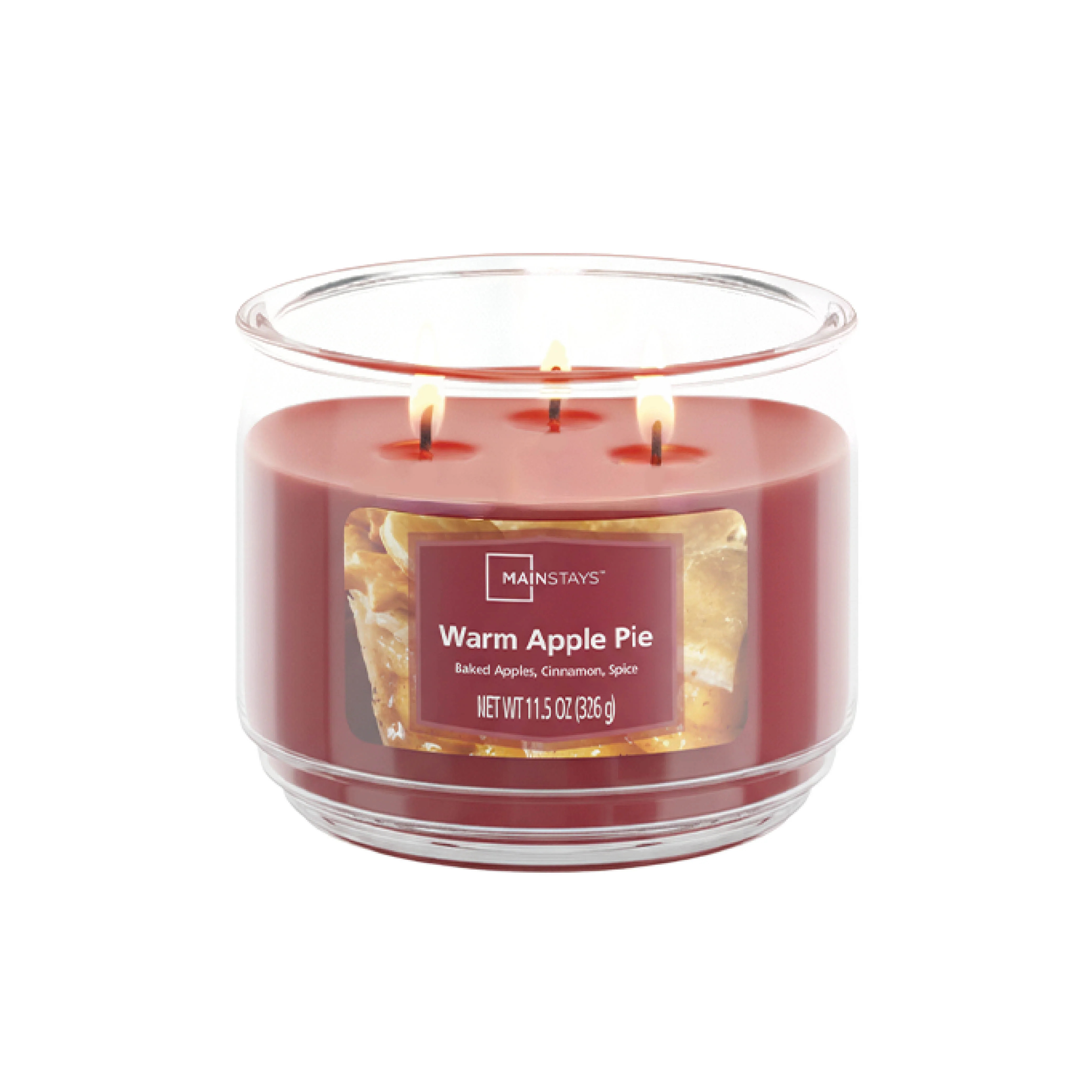Mainstays 3-Wick Scented Glass Jar Candle, Warm Apple Pie, 11.5oz. | Walmart (US)