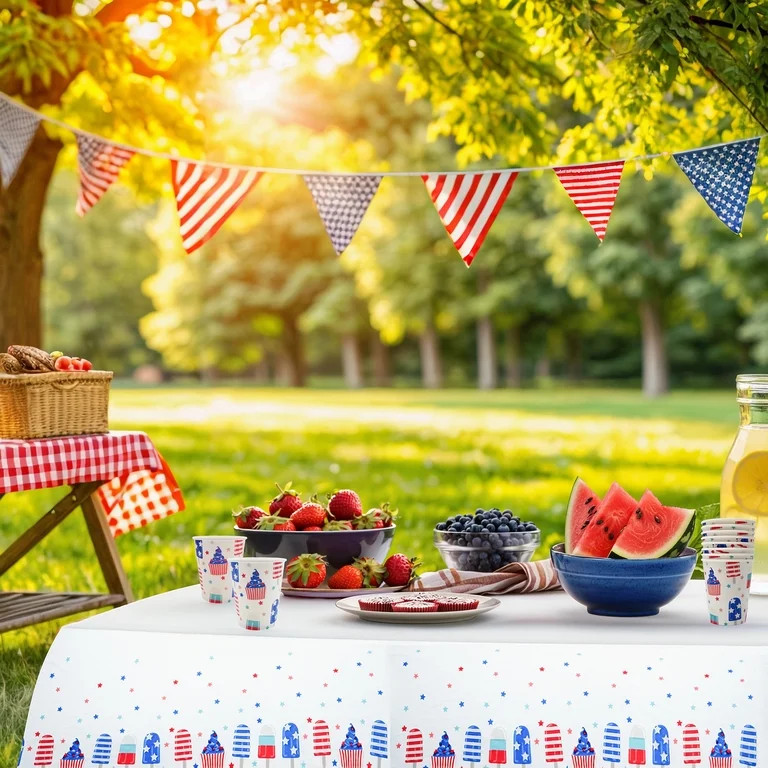 Ice Pop Table Cover, Red/White/Blue, 54" x 84", Patriotic by Way To Celebrate | Walmart (US)