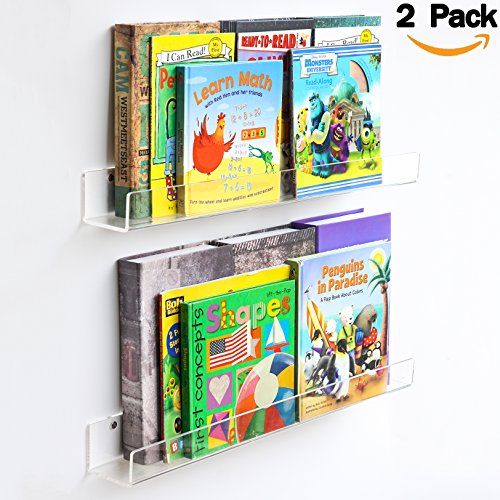 Acrylic Invisible Floating Bookshelf 24 Inch,2 Pack,Kids Clear Wall Bookshelves Display Book Shelf,5 | Amazon (US)