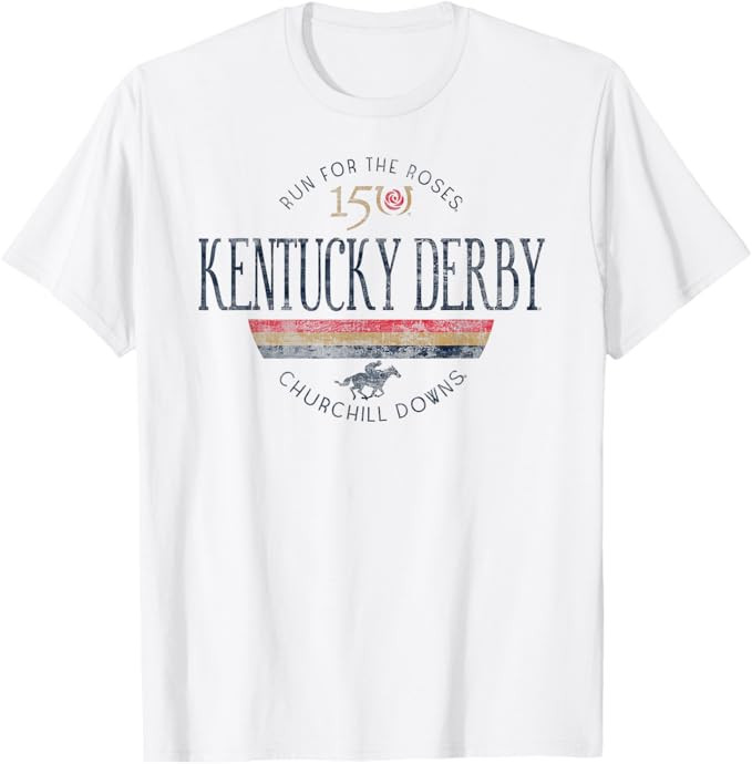 Kentucky Derby 150th Retro Stripe White Officially Licensed T-Shirt | Amazon (US)