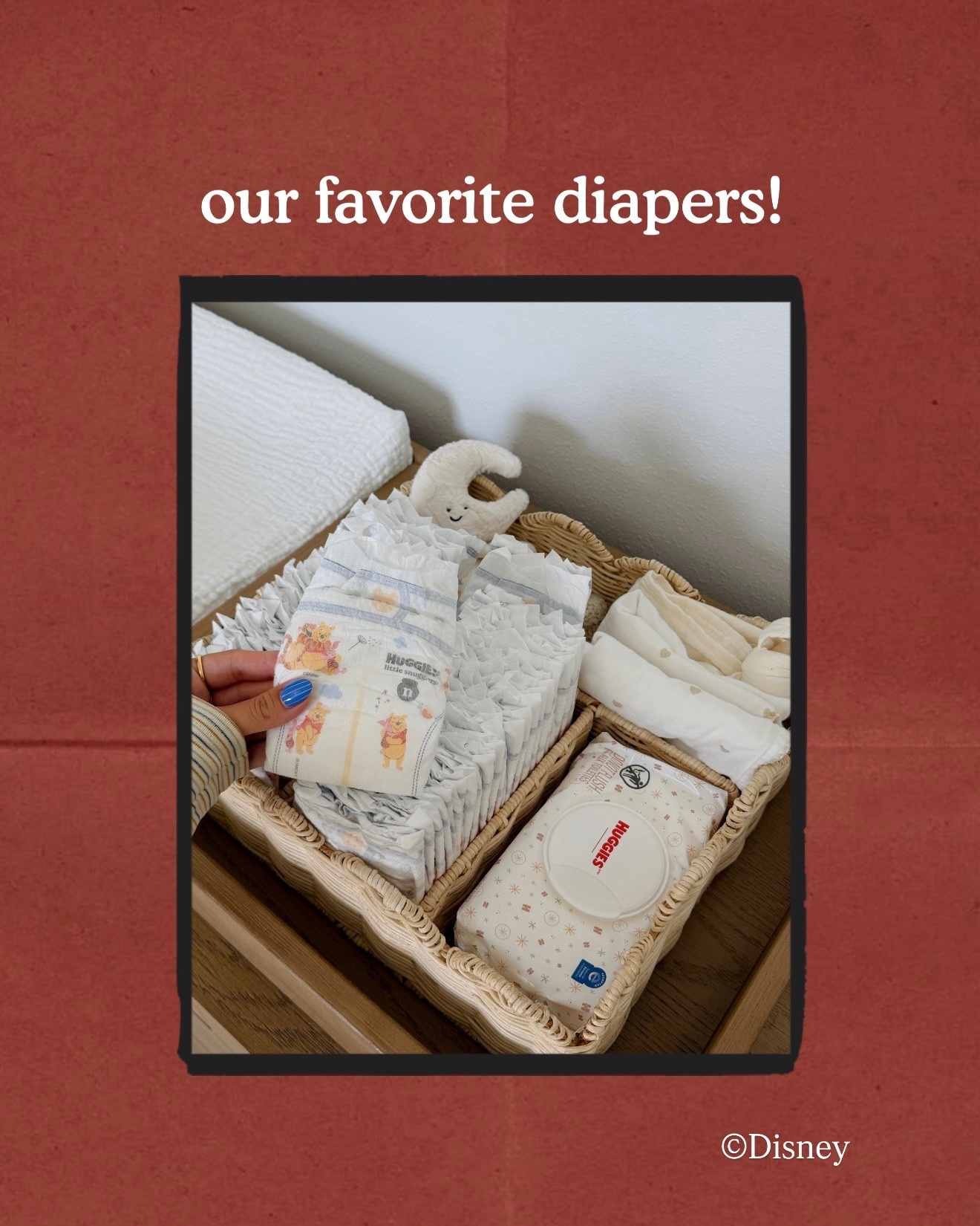 #ad Slowly getting the nursery ready!!! Diaper caddy stocked with our favorite diapers + wipes!! 👏🏼💛 With a Target Circle Membership, you can get a $20 Target GiftCard with any $80 selected baby care purchase from 5/24 to 5/30 @Target @Huggies #TargetPartner #HuggiesPartner #Huggies

Offer: Target Circle Deal: $20 Target GiftCard with $80 select baby care purchase
Eligibility: Target Circle Membership 
Availability: Sunday May 24th - Saturday May 30th, 2026, offer expires at 11:59pmPT.
Terms & Conditions: Category Deal. Valid in store or online. Limit one coupon/deal per Target Circle account. No other same department/category coupon/deal/bonus will apply. Offer excludes items sold & shipped by Target Plus™ Partners and clearance items. Void if copied, scanned, altered, transferred, purchased, sold or prohibited by law. Coupon/deal expires at 11:59pm PT. Item(s) may not be available at all stores. Gift cards and tax will not be included in determining purchase total. Target GiftCard not valid as payment on this purchase; terms and conditions apply. Quantities limited; no rain checks. No cash value. For full details on our Price Match policy, see Target.com/PriceMatch