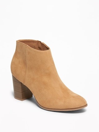 Faux-Suede Block-Heel Booties for Women | Old Navy (US)