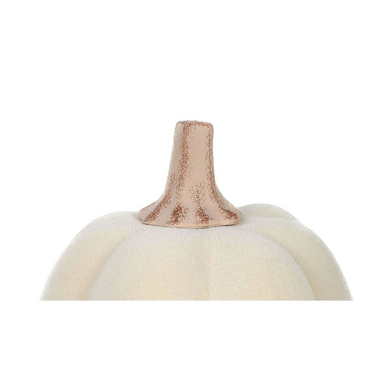Fall Harvest Cream Flocked Pumpkin Decor, Set of 2, 12.99 in, by Way To Celebrate - Walmart.com | Walmart (US)