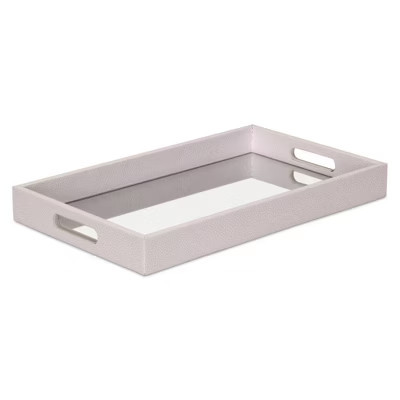 HomeRoots 16" White Shagreen and Mirror Tray | Target