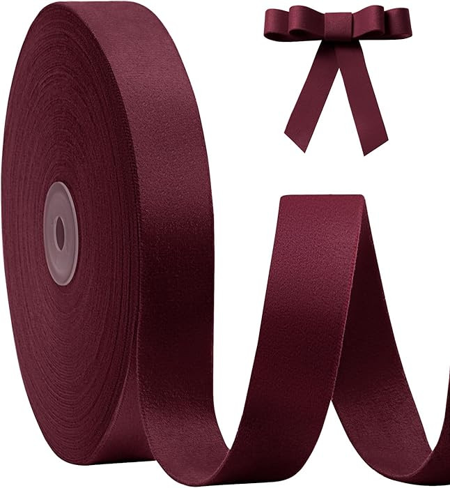 Wine Red Velvet Ribbon Double Faced 1 Inch x 20 Yard Wine Red Ribbon for Christmas Tree Ornaments... | Amazon (CA)