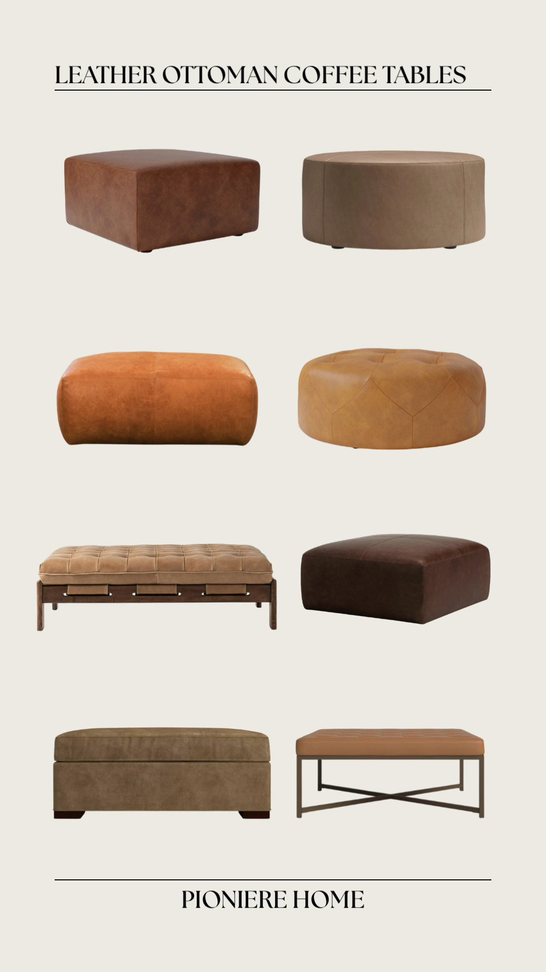 Leather ottoman coffee tables. Living room ottomans, accent furniture.

#LTKHome #LTKSaleAlert #LTKdayinmylife