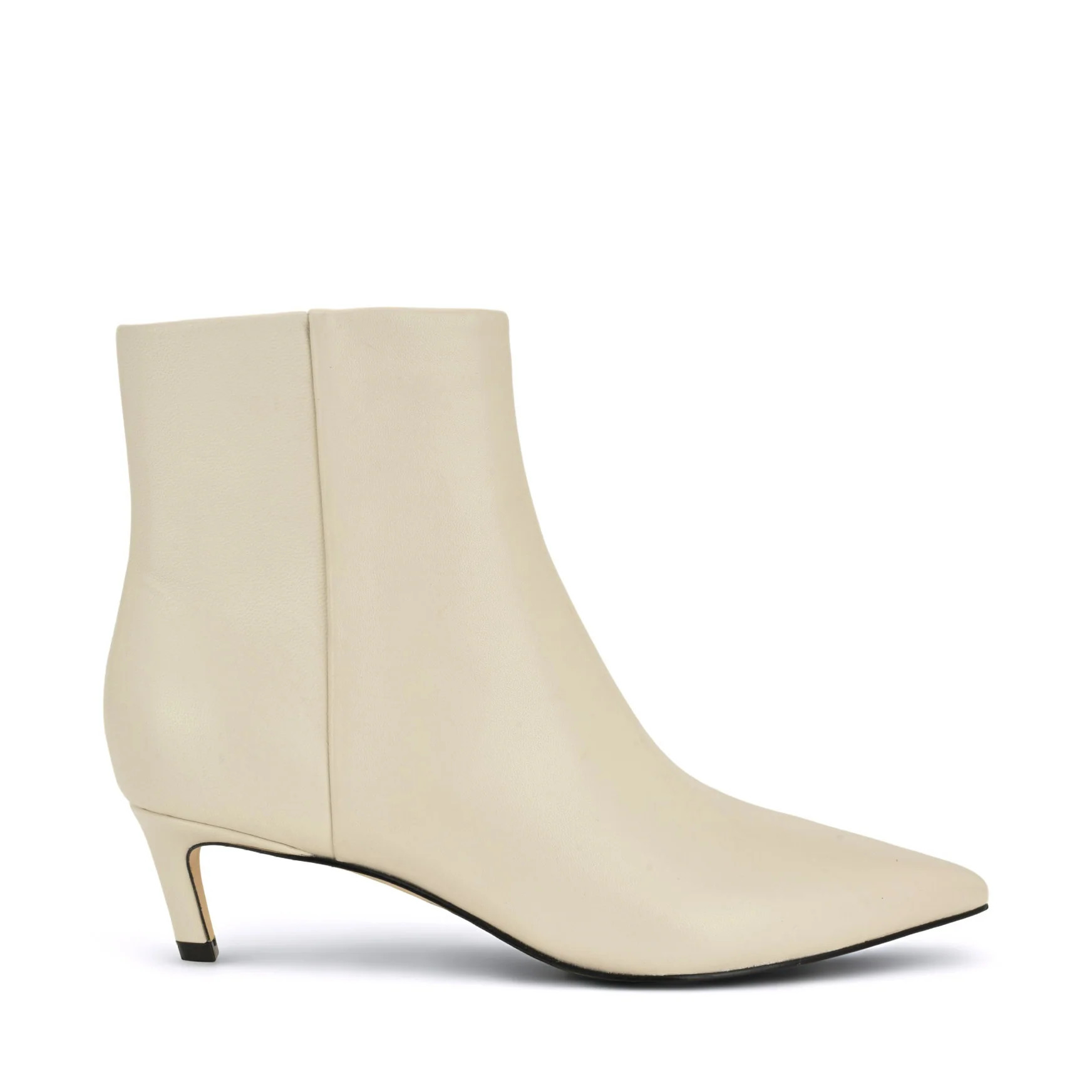 Women's Brite Kitten Heel Ankle Leather Booties - White Leather | Nine West | Nine West (US)