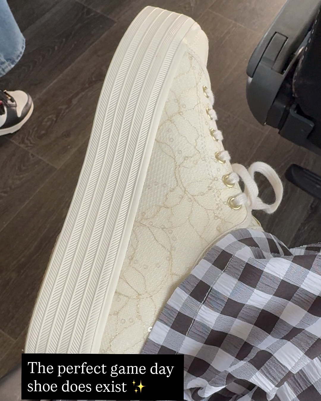 The perfect game day shoe does exist 🏈✨ Obsessed with these sparkly, cream and gold platform Keds! Adorable and practical! 

#LTKShoeCrush