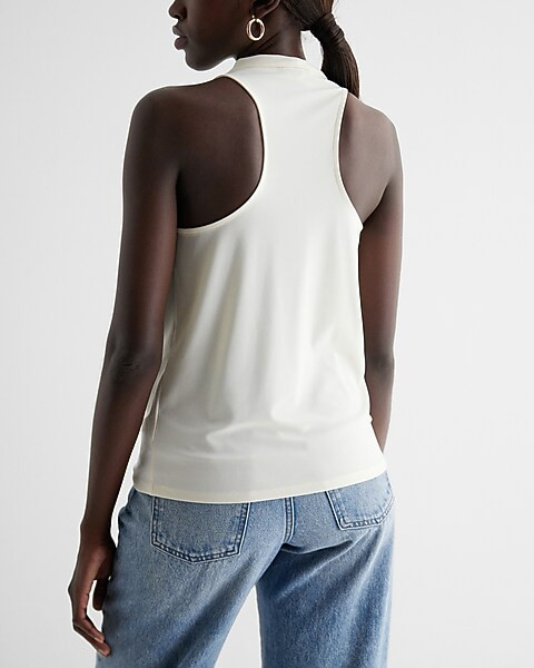 Draped Cowl Neck Racerback Tank | Express