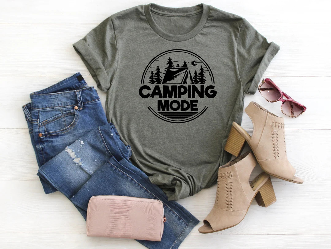 Camping Mode Shirt Womens Camp Life T-shirt Womans Going Camping Tshirt Unisex Plus Size Assorted... | Etsy (US)