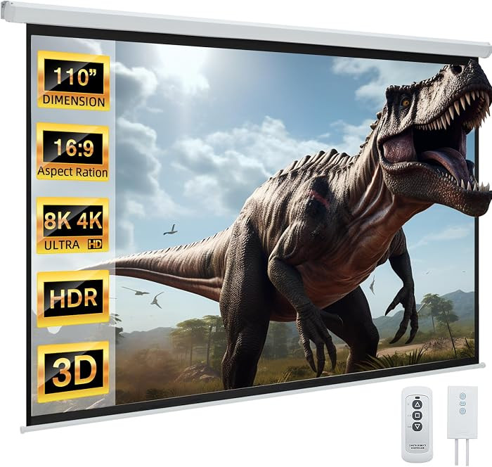 Projector Screen Motorized Auto Pull Down Screens(110'' 16:9 White) | Amazon (US)
