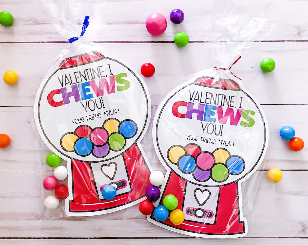 Gumball Machine Kids Valentines Cards I Chews You - Etsy | Etsy (US)