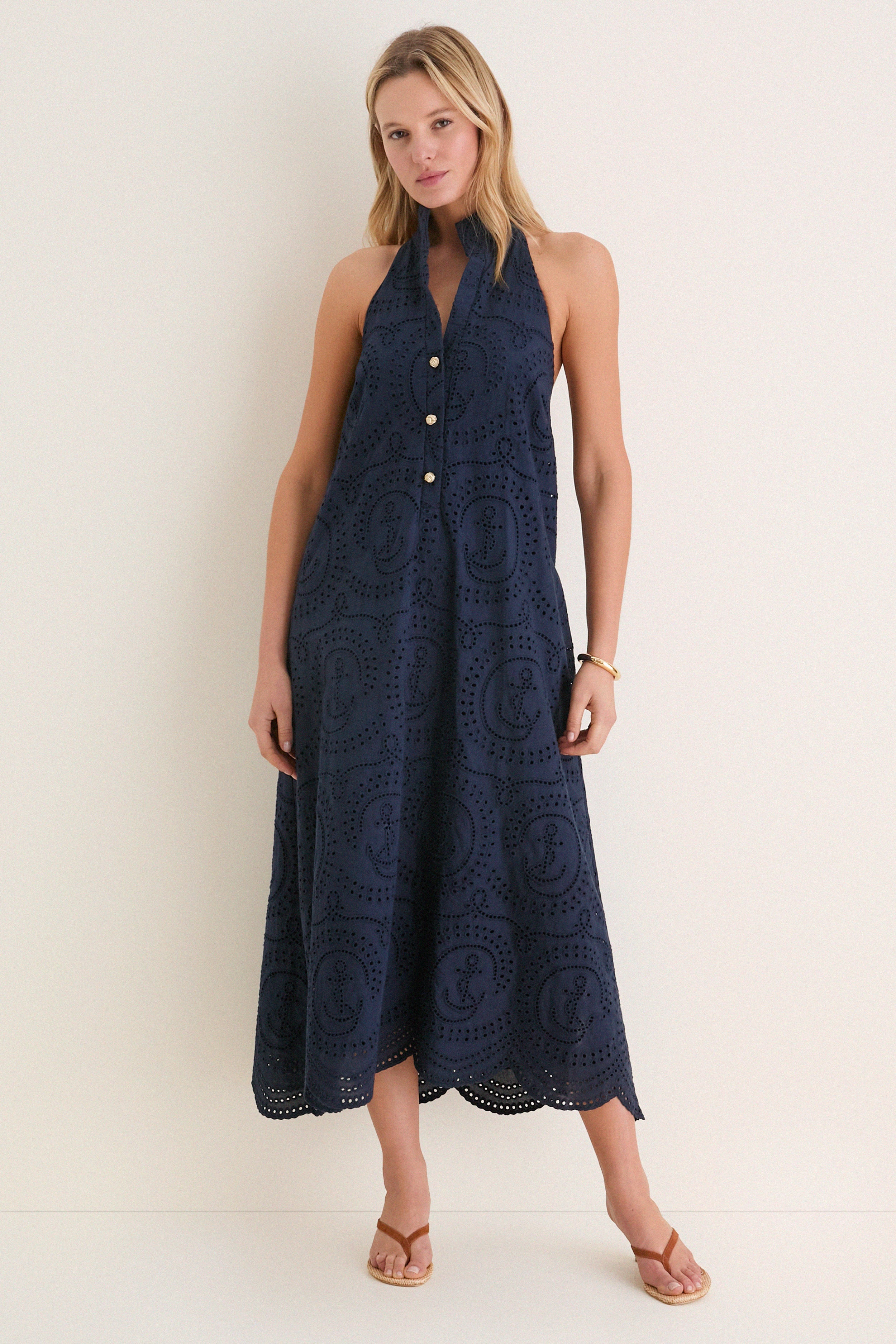 Navy Nautical Eyelet Jagger Dress | Tuckernuck (US)