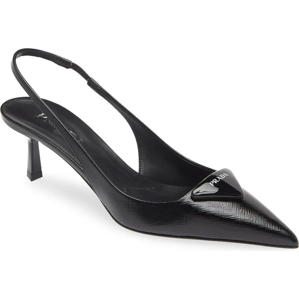 Prada Modellerie Pointed Toe Slingback Pump in Nero at Nordstrom, Size 8.5Us | Nordstrom