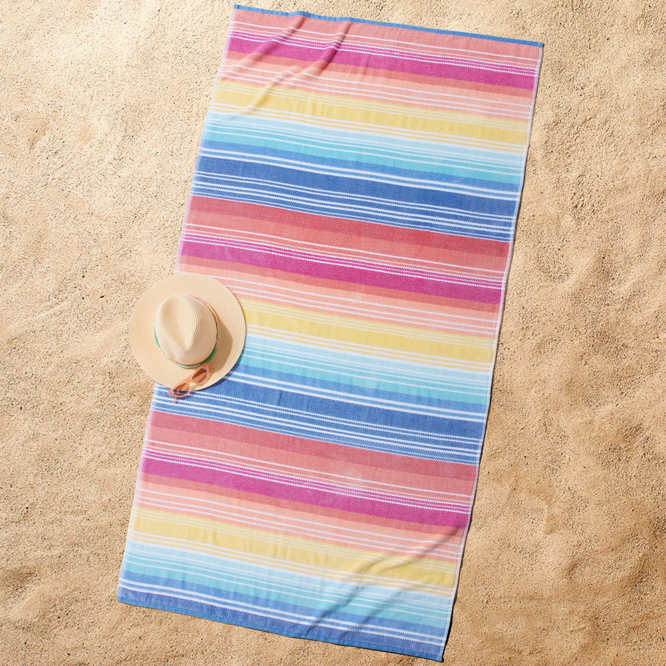 Better Homes & Gardens Oversized Cotton Blend Rainbow Striped Beach Towel, 38” x 72" | Walmart (US)