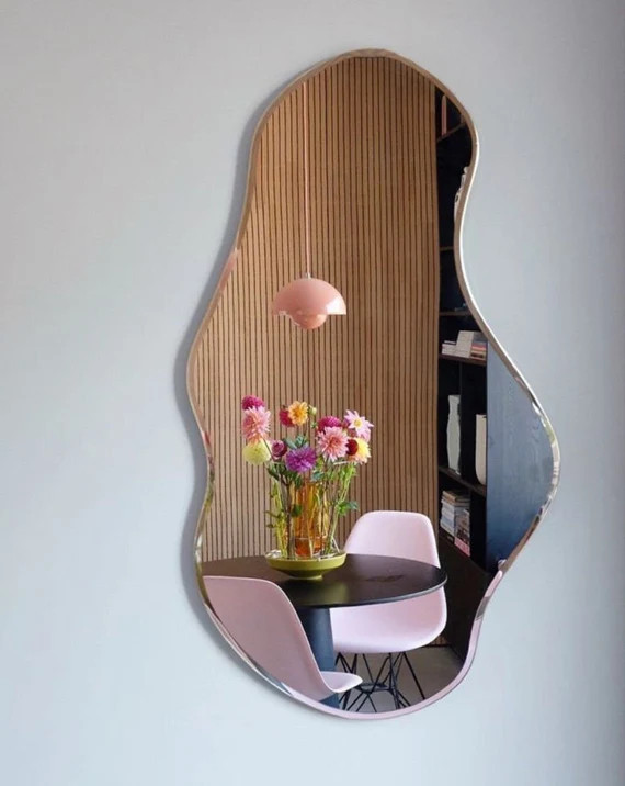 Viva'' Asymmetrical Mirror - Asymmetrical Luxurious Aesthetic Home Decor Irregular Mirror Pond Mi... | Etsy (US)