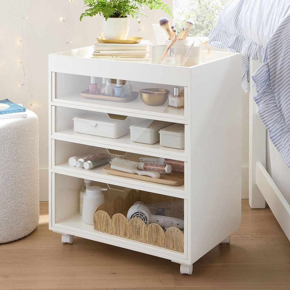 Wood &amp; Acrylic Rolling Beauty Cart (24"x29") | Pottery Barn Teen