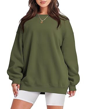 Caracilia Women Sweatshirts Crewneck Long Sleeve Oversized Fleece Hoodies 2024 Fall Fashion Pullo... | Amazon (US)