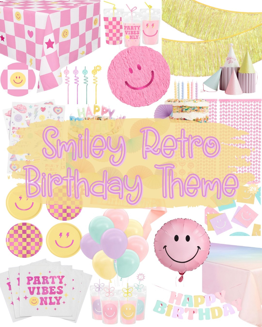 Party vibes only! This smiley retro birthday theme is giving all the groovy, pastel energy—perfect for kids or anyone who loves a little throwback fun! Linked all the colorful cuteness on my LTK! #BirthdayPartyDecor #SmileyTheme #RetroPartyVibes #LTKKids #LTKParty #PartyVibesOnly #PastelParty #ColorfulCelebration #LTKFinds #LTKUnder50

#LTKSaleAlert #LTKKids #LTKParties