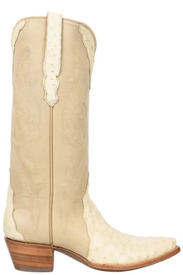 Stallion Full Quill Ostrich Gallegos Cowgirl Boots - Cream | Pinto Ranch