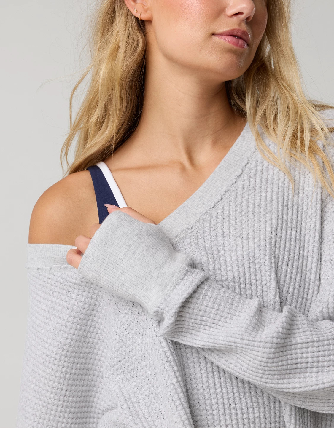 OFFLINE By Aerie Wow! Waffle Long Sleeve V Neck T-Shirt | Aerie
