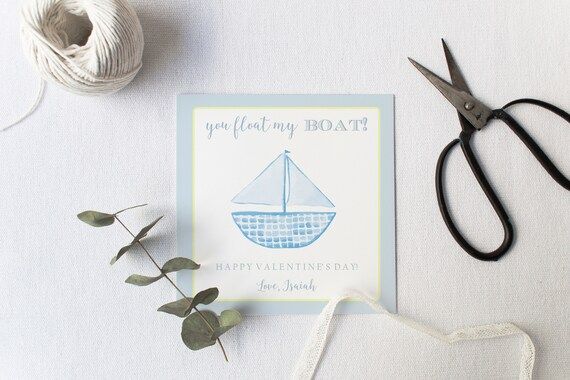 Sailboat Valentines, Sailboat Valentine, You Float My Boat, Watercolor Sailboat Valentine, Valent... | Etsy (US)