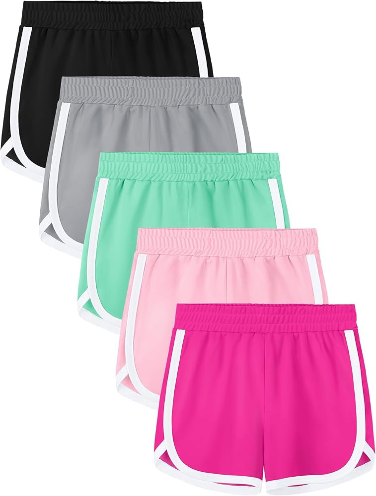Aikuco 5 Packs Girls Soccer Shorts Toddler Athletic Running Dolphin Active Gym Workout Kids Quick... | Amazon (US)