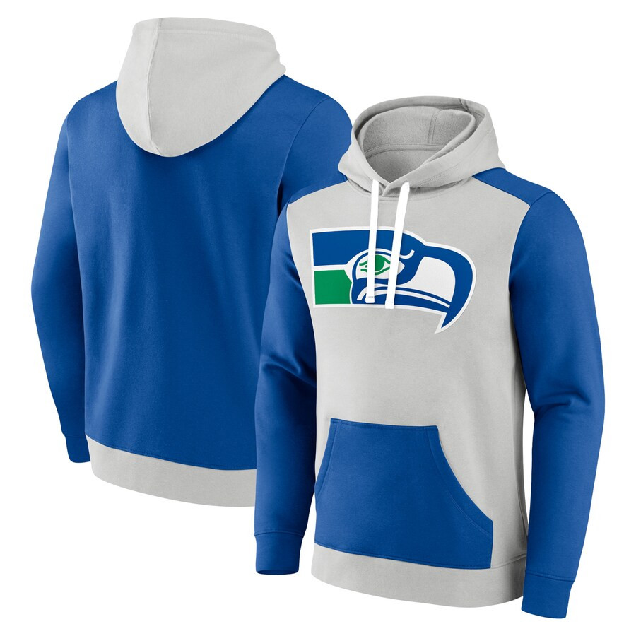 Seattle Seahawks Fanatics Branded Gridiron Classics Lost Step Pullover Hoodie - Gray/Royal | Fanatics