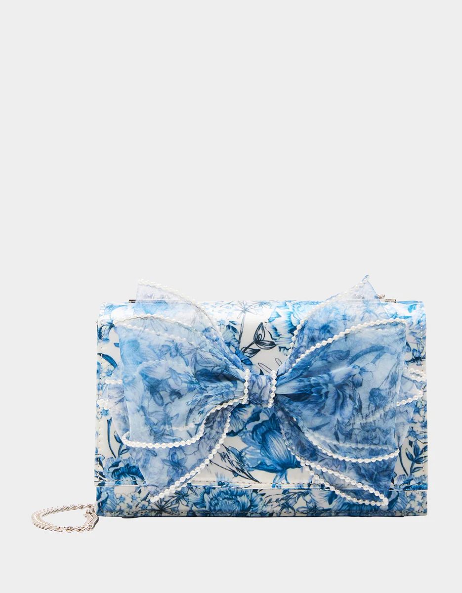 PEARL TRIMMED BOW BAG BLUE | Betsey Johnson