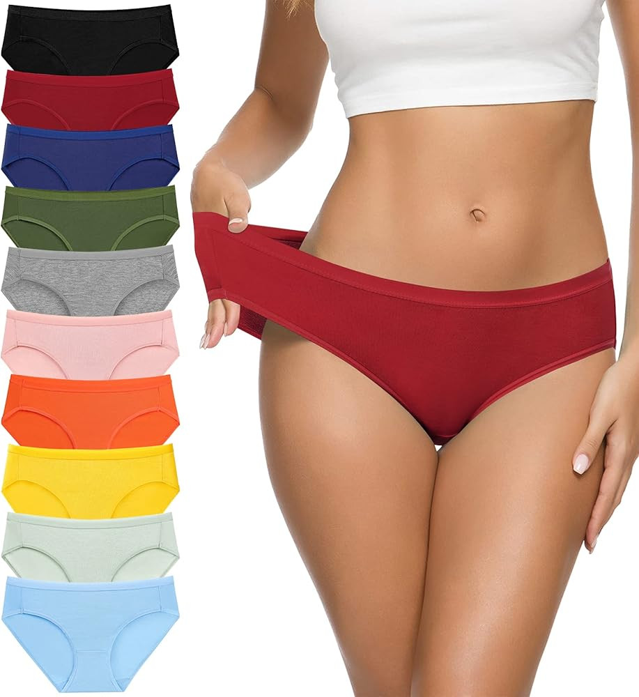 Eiggam Women's Cotton Bikini Panties,High-Cut Full Coverage Stretch Cool Underwear for Women | Amazon (US)