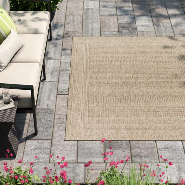 Camar Oriental Indoor/Outdoor Area Rug in Khaki | Wayfair North America