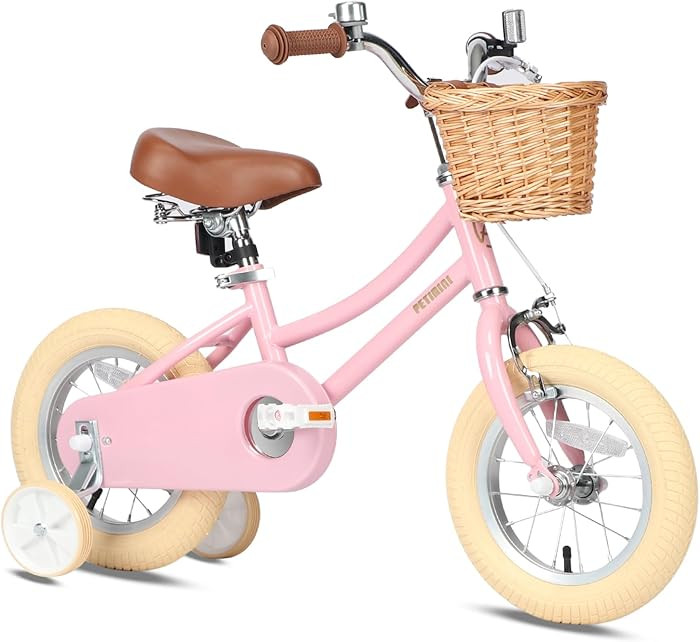 Petimini Girls Bike with Basket for 2-12 Years Old Kids, 12 14 16 18 20 Inch Bicycle with Bell Tr... | Amazon (US)