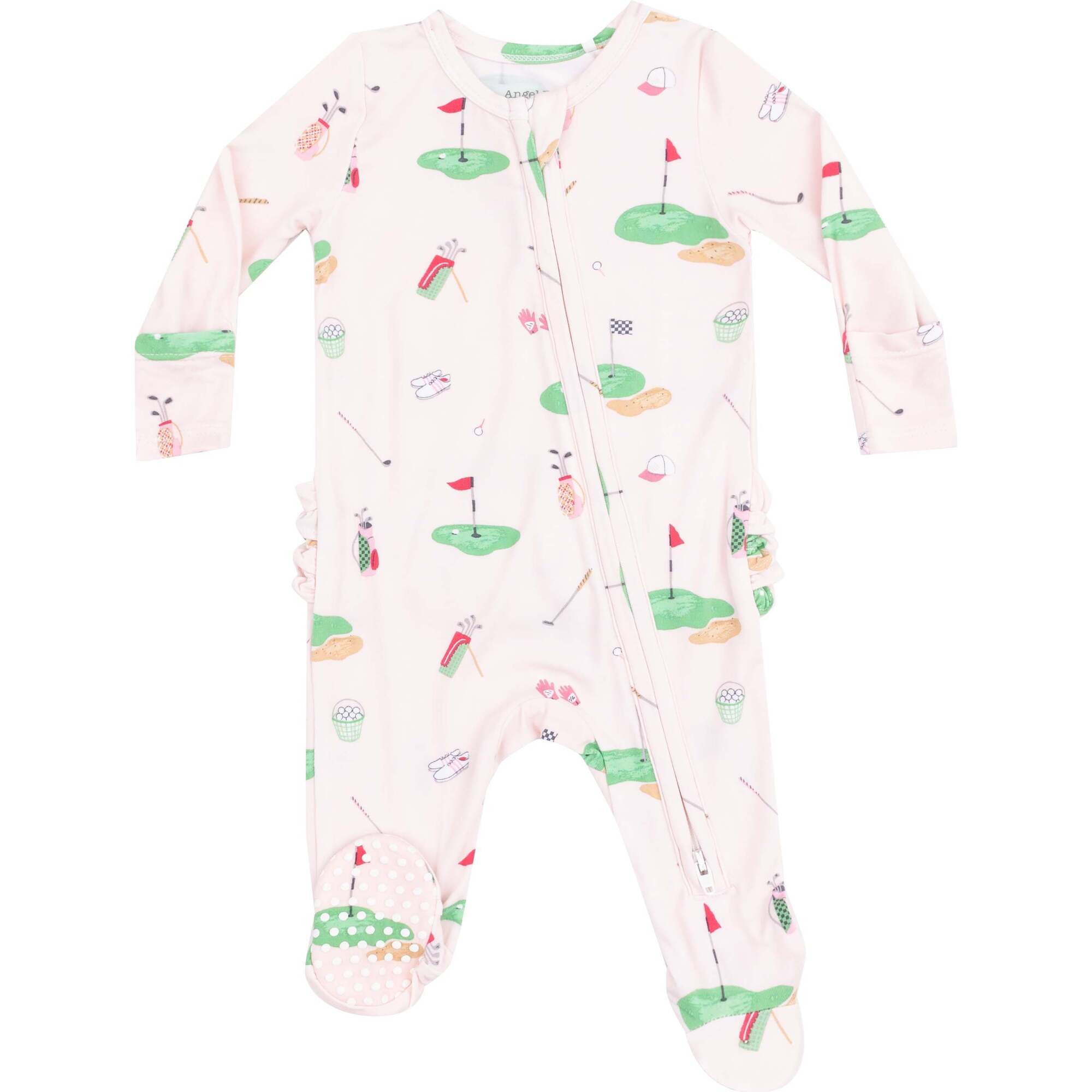 2 Way Zipper Ruffle Back Footie, Golf Things Pink | Maisonette