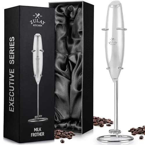 Zulay Executive Series Ultra Premium Gift Milk Frother - Coffee Frother Handheld Foam Maker For Lattes - Electric Milk Frother Handheld For Coffee - Silver | Amazon (US)