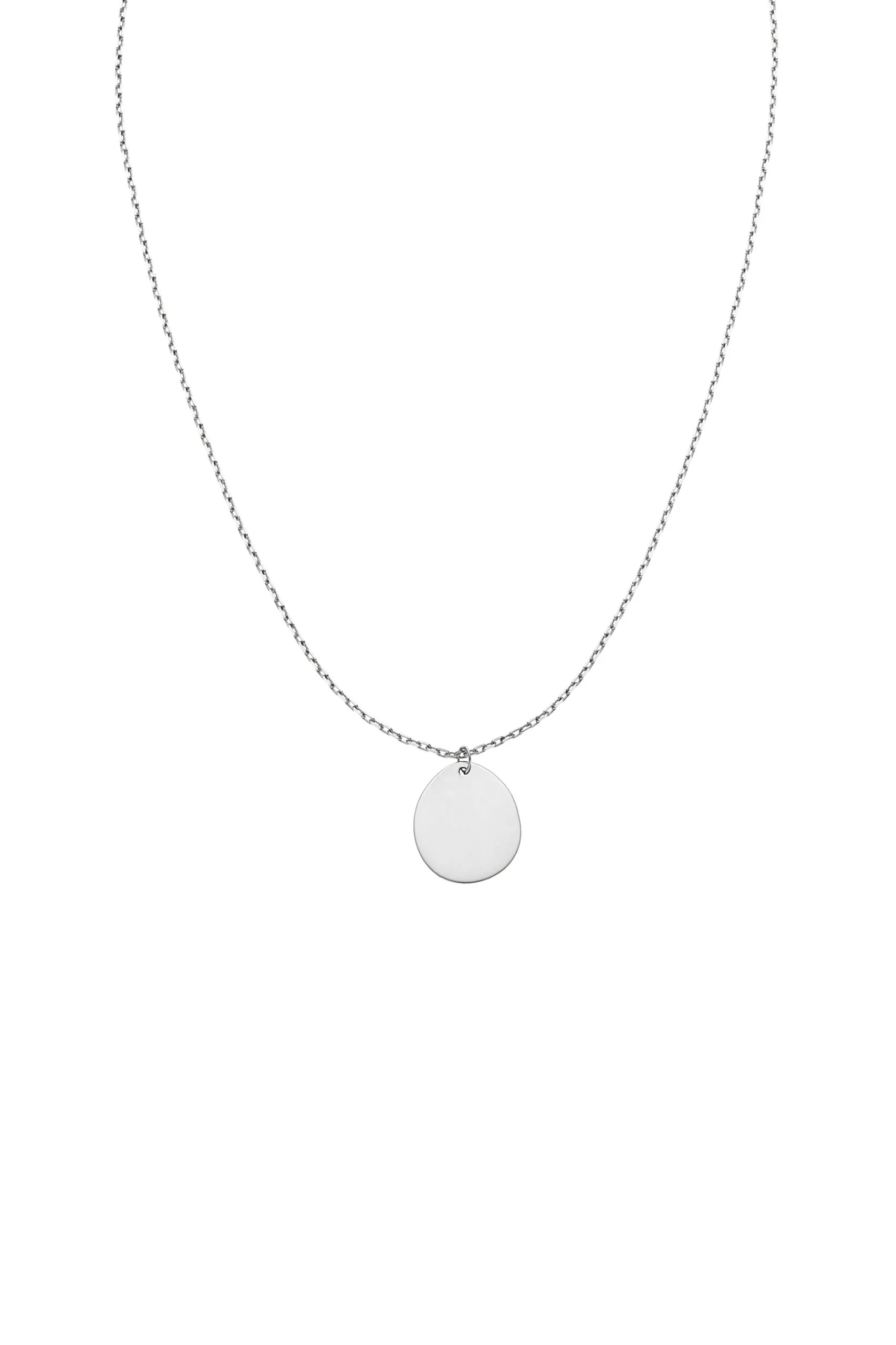 Large 18K White Gold Flat Pendant Necklace - Guzema | Guzema Fine Jewelry