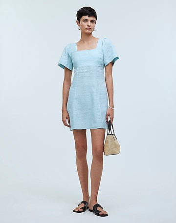 Square-Neck Mini Dress in 100% Linen | Madewell