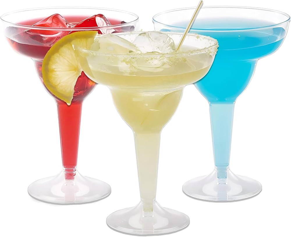 Prestee 50 Clear Plastic Margarita Glasses, 12oz - Heavy Duty Plastic Margarita Glasses - Margari... | Amazon (US)