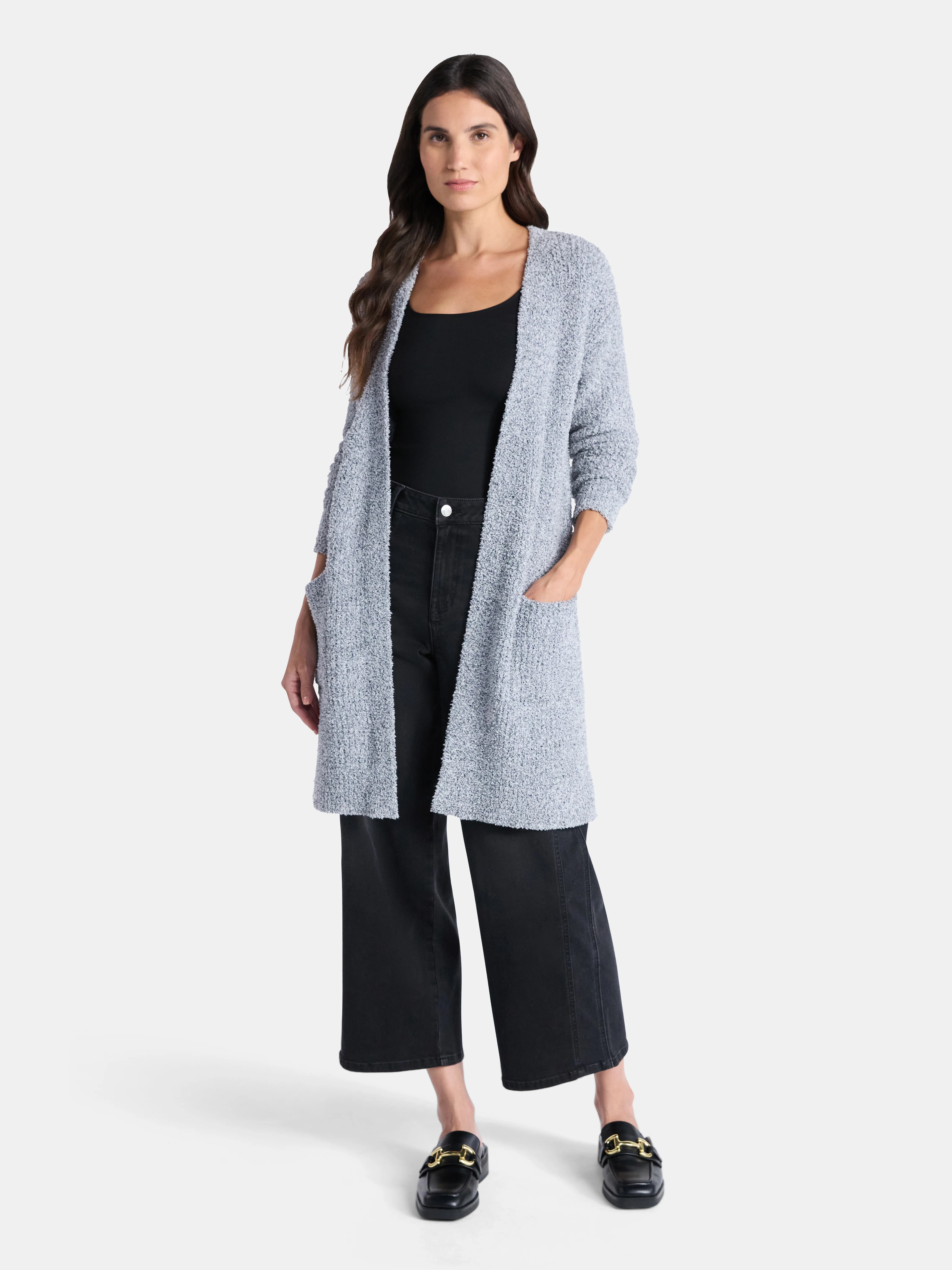 Time and Tru Women’s and Women’s Plus Super Soft Longline Cardigan Sweater, Lightweight, Size... | Walmart (US)