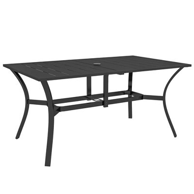 PAGED Outdoor Dining Table Rectangular Outdoor Patio Table with Umbrella Hole for Backyard, Patio, Poolside, Black | Target