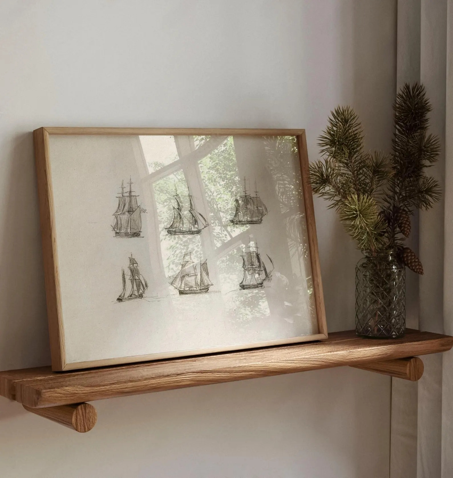 Ship Sketch Digital Download / Vintage Nautical Nursery Decor / Sailing Art Print / Antique Boat ... | Etsy (US)