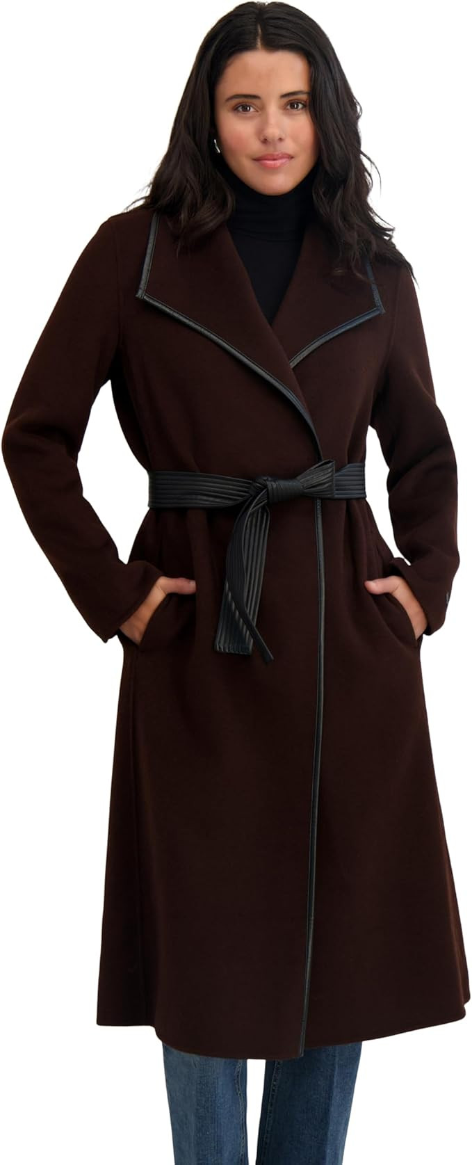 T Tahari Women's Elaine Boiled Combo Wool Coat | Amazon (US)